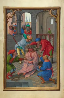 The Crowning with Thorns; Prayer Book of Cardinal Albrecht of Brandenburg, about 1525-1530. Creator: Simon Bening