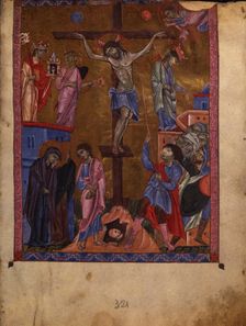 The Crucifixion (Manuscript illumination from the Matenadaran Gospel), 1268