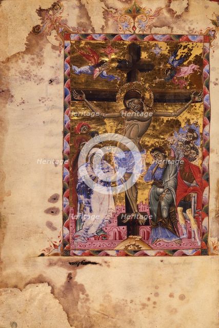 The Crucifixion (Manuscript illumination from the Matenadaran Gospel), 1287.