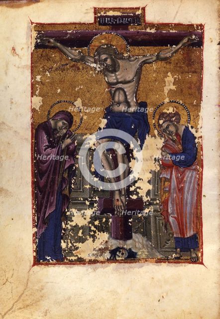 The Crucifixion (Manuscript illumination from the Matenadaran Gospel), 1401.