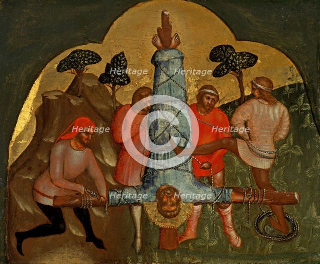 The Crucifixion of Peter (Predella Panel), ca 1370. Creator: Veneziano, Lorenzo (active 1356-1372).