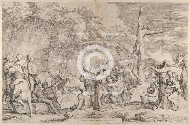The crucifixion of Polycrates the tyrant after his capture by the Persians , ca. 1662. Creator: Salvator Rosa.