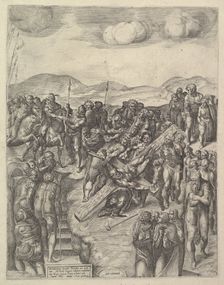 The Crucifixion of Saint Peter, after Michelangelo's frescoes in the Pauline Chapel, Va..., 1550-60. Creator: Michele Lucchese