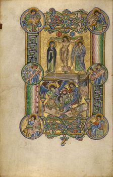 The Crucifixion and The Harrowing of Hell; New Testament, late 12th century. Creator: Unknown