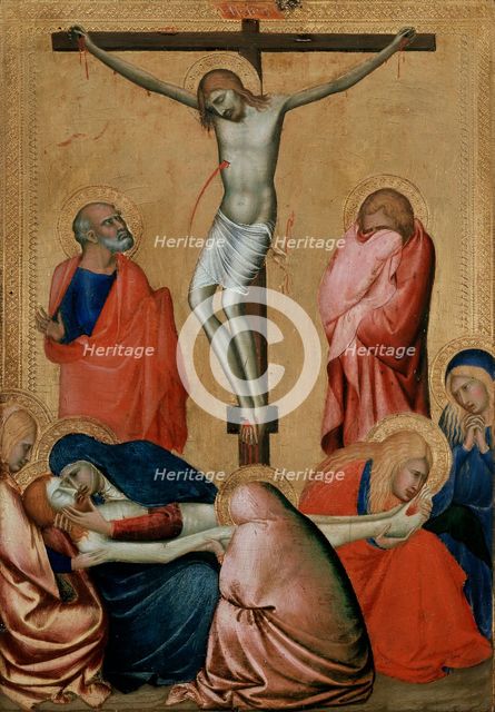 The Crucifixion and Lamentation, 14th century. Artist: Barna da Siena.