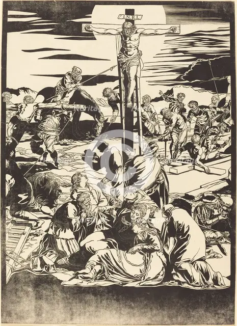 The Crucifixion [center plate], 1741. Creator: John Baptist Jackson.