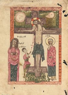 The Crucifixion; Gospel Book, 1583. Creator: Ghoukas