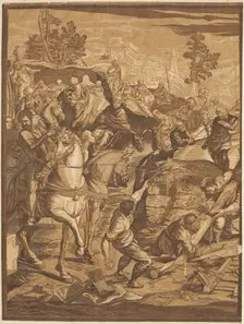 The Crucifixion (left panel), 1741. Creator: John Baptist Jackson