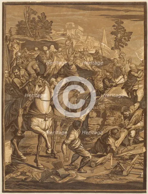 The Crucifixion (Left Panel), 1741. Creator: John Baptist Jackson.