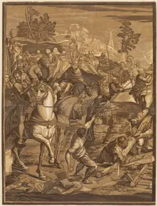 The Crucifixion (Left Panel), 1741. Creator: John Baptist Jackson