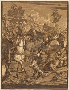 The Crucifixion (Left Panel), 1741. Creator: John Baptist Jackson