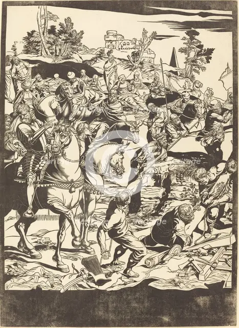 The Crucifixion [left plate], 1741. Creator: John Baptist Jackson.