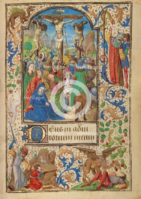 The Crucifixion; Prayer Book of Charles the Bold, about 1471. Creator: Lieven van Lathem.