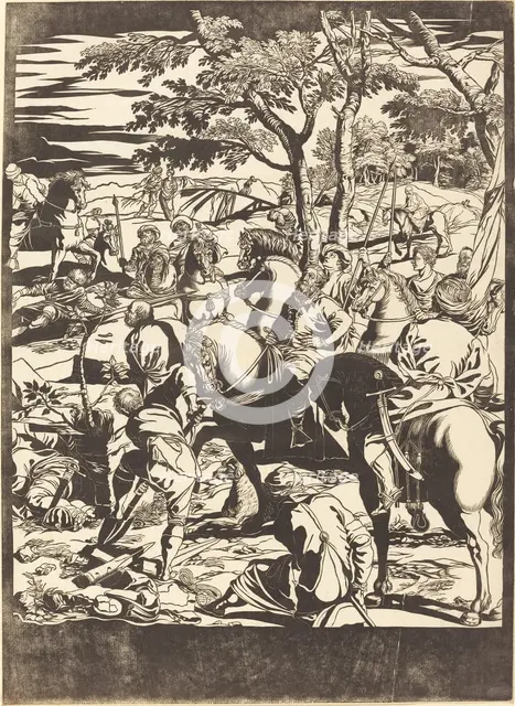 The Crucifixion [right plate], 1741. Creator: John Baptist Jackson.