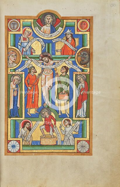The Crucifixion; Stammheim Missal, probably 1170s. Creator: Unknown.