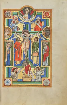 The Crucifixion; Stammheim Missal, probably 1170s. Creator: Unknown