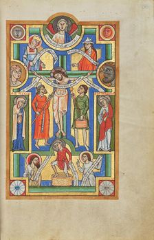 The Crucifixion; Stammheim Missal, probably 1170s. Creator: Unknown