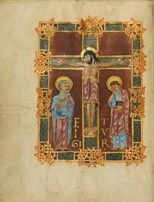 The Crucifixion; Sacramentary, first quarter of 11th century. Creator: Unknown