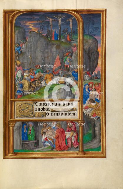 The Crucifixion; Spinola Hours, about 1510-1520. Creator: Master of James IV of Scotland.