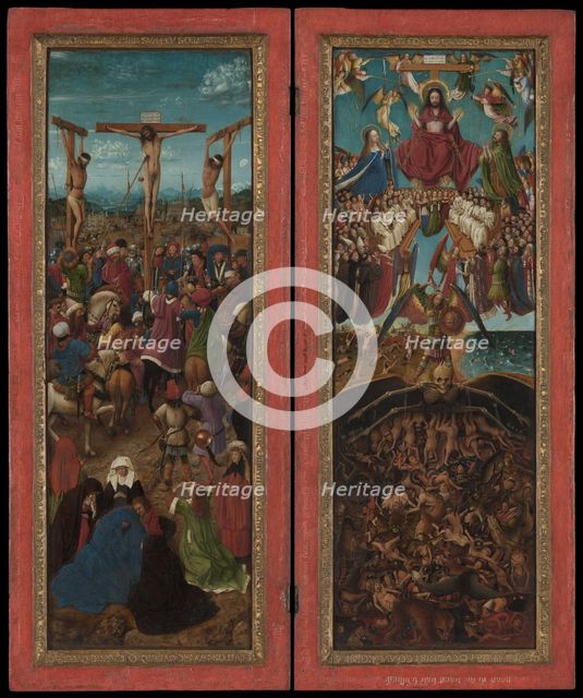 The Crucifixion; The Last Judgment, ca. 1440-41. Creator: Jan van Eyck.