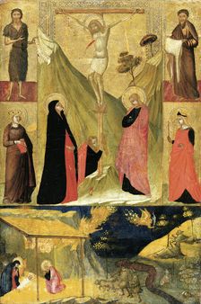 The Crucifixion, the Nativity and Saints, c1330-1335. Creator: Ambrogio Lorenzetti