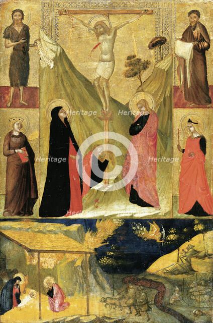 The Crucifixion, the Nativity and Saints, c1330-1335. Creator: Ambrogio Lorenzetti.