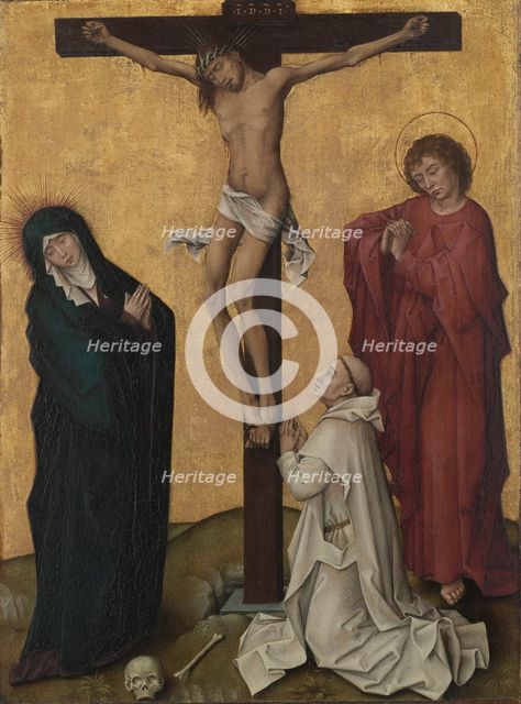 The Crucifixion with a Carthusian Monk, c. 1460. Creator: Rogier van der Weyden (Flemish, c. 1399-1464), workshop of.