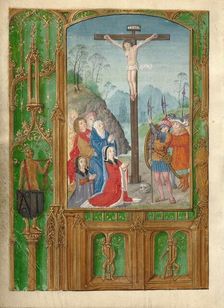 The Crucifixion with a Kneeling Woman; Book of Hours, about 1500. Creator: Workshop of Gerard Horenbout