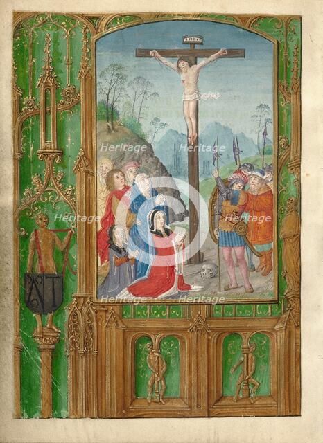 The Crucifixion with a Kneeling Woman; Book of Hours, about 1500. Creator: Workshop of Gerard Horenbout.