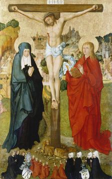 The Crucifixion with Donor Portraits of Wigand Märkel and His Family, c1503-1505. Creator: Frankfurt Master c1500Hans Kaldenbach workshop ?