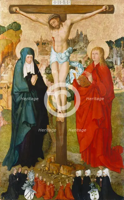 The Crucifixion with Donor Portraits of Wigand Märkel and His Family, c1503-1505. Creator: Frankfurt Master c1500Hans Kaldenbach workshop ?.