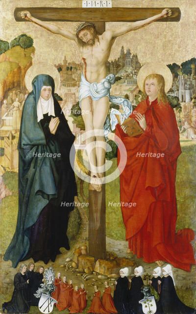 The Crucifixion with Donor Portraits of Wigand Märkel and His Family, c1503-1505. Creator: Frankfurt Master c1500Hans Kaldenbach workshop ?.