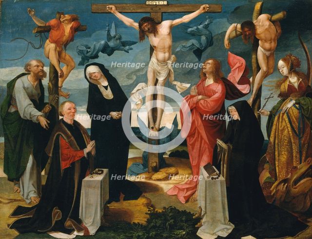 The Crucifixion with Donors and Saints Peter and Margaret, ca. 1525-27. Creator: Cornelius Engebrechtsz.
