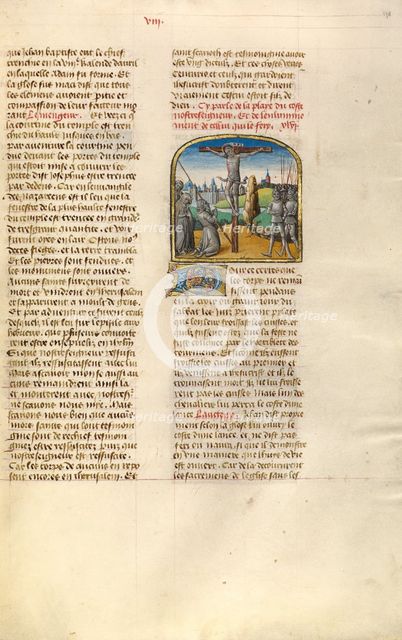 The Crucifixion with Longinus Kneeling; Miroir Historial, about 1475. Creator: Unknown.