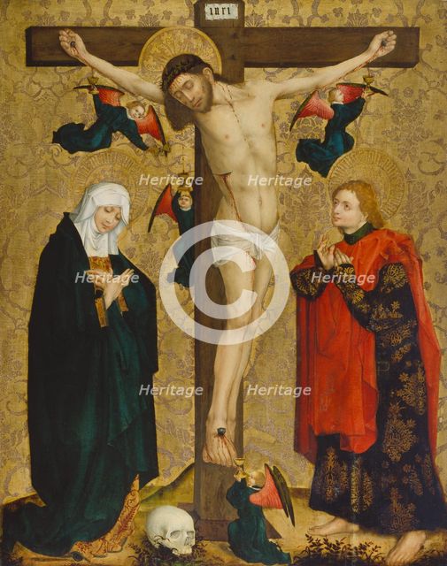 The Crucifixion with Mary and Saint John the Evangelist, 1450-1460. Creator: Master of the Middle Rhine.