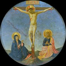 The Crucifixion with Mary and Saint John the Evangelist (Tondo), c. 1440. Creator: Angelico, Fra Giovanni, da Fiesole (ca. 1400-1455)
