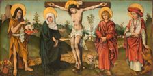 The Crucifixion with St John the Baptist and St Jerome, c1495-1500. Creator: Master of the Breidenbach Epitaph