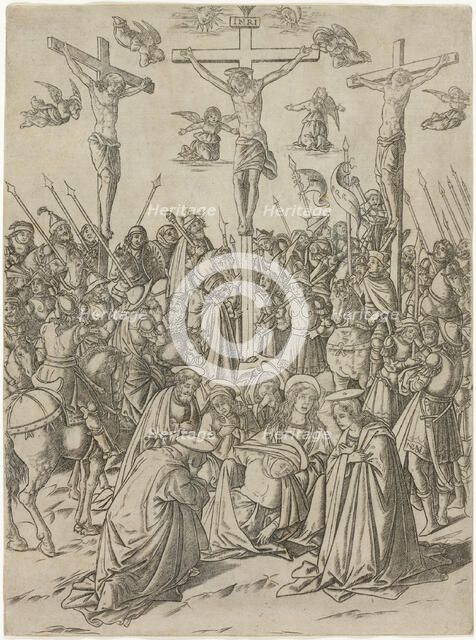 The Crucifixion with the Two Thieves, plate ten from the Life of the Virgin and Christ, c.1470. Creator: Francesco Rosselli.