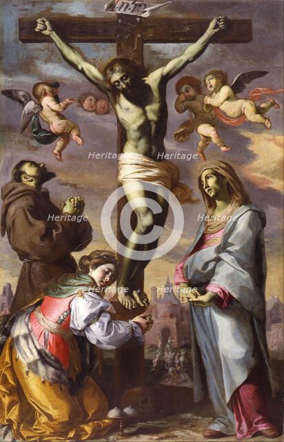 The Crucifixion with the Virgin and Saints Francis and Agatha, Mid of 17th cen.. Artist: Mei, Bernardino (1612-1676)