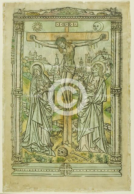 The Crucifixion with the Virgin and St. John (recto); God, the Father, Enthroned with..., 1495/1525. Creator: Unknown.