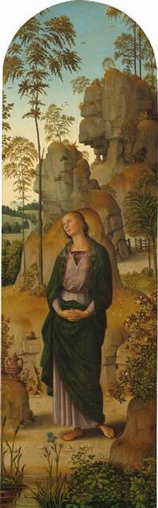The Crucifixion with the Virgin, Saint John, Saint Jerome, and Saint Mary Magdalene..., c. 1482/1485 Creator: Perugino