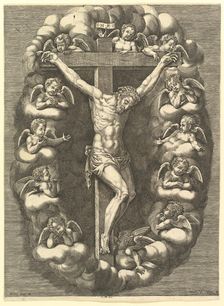 The Crucified Christ Surrounded by Mourning Angels, 1575-1679. Creator: Giorgio Ghisi