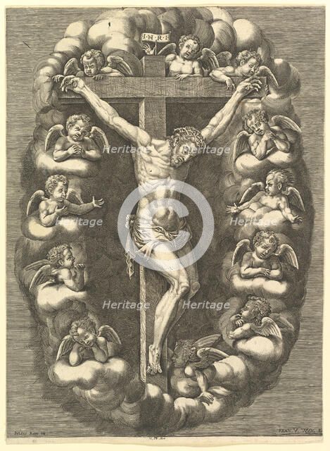 The Crucified Christ Surrounded by Mourning Angels, 1575-1679. Creator: Giorgio Ghisi.