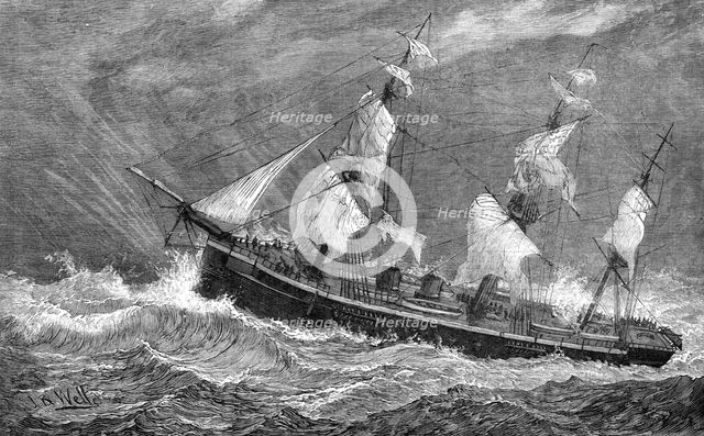 The Cruise of the Prince of Wales's sons: H.M.S. Bacchante in a squall, 1881. Creator: Unknown.