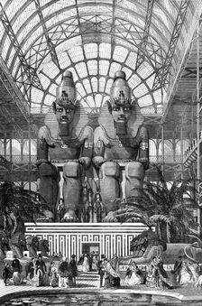 The Crystal Palace at Sydenham - the Egyptian Avenue: Colossal Figures from Aboo Simbel, 1854. Creator: Unknown