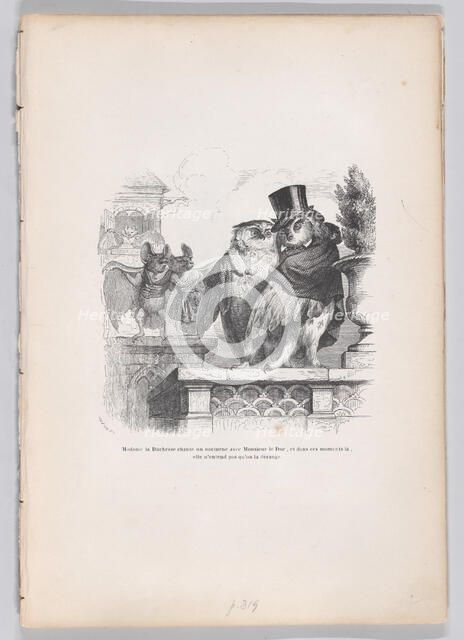 The Duchess is singing a nocturne with the Duke... from Scenes from the Private and..., ca. 1837-47. Creator: Louis-Henri Brevière.