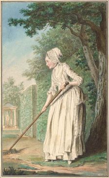 The Duchess of Chaulnes as a Gardener in an Allée, 1771. Creator: Louis de Carmontelle