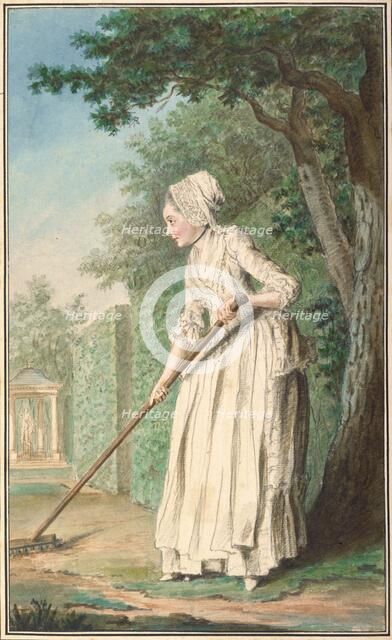 The Duchess of Chaulnes as a Gardener in an Allée, 1771. Creator: Louis de Carmontelle.