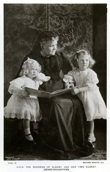 The Duchess of Albany and her two eldest granddaughters, c1910(?).Artist: Speaight