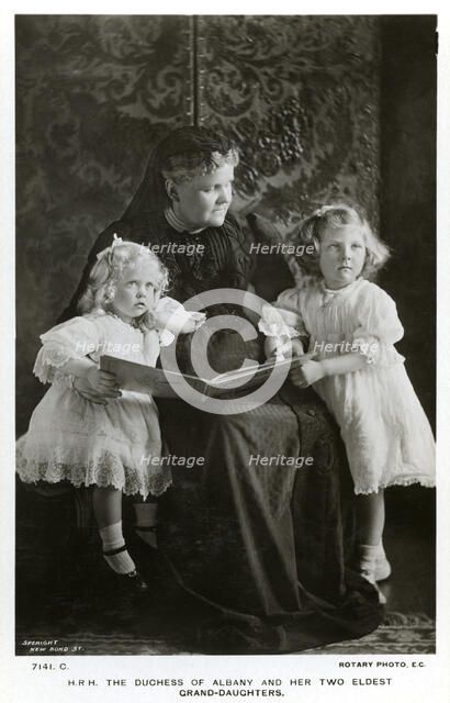 The Duchess of Albany and her two eldest granddaughters, c1910(?).Artist: Speaight